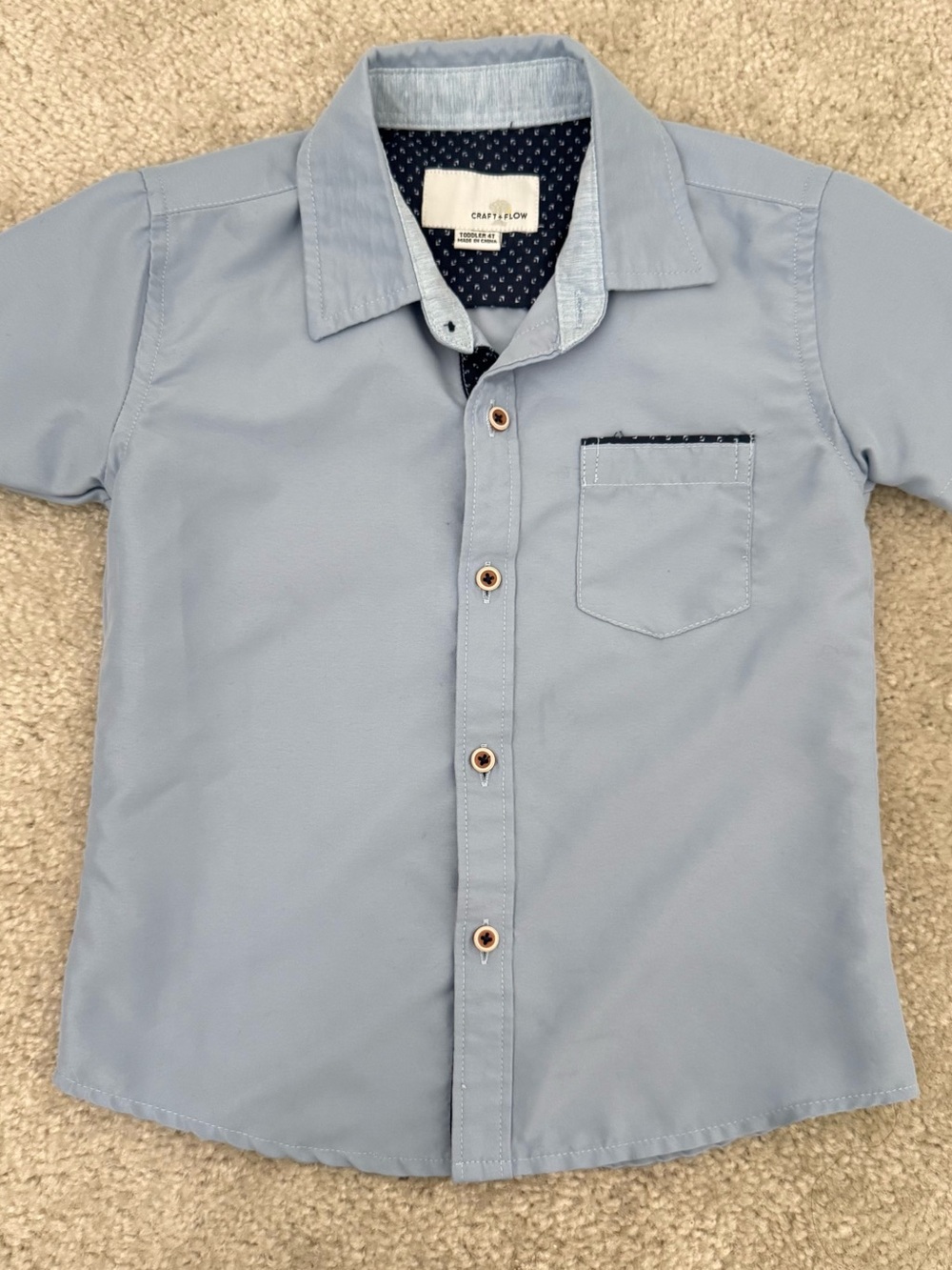 Craft + Flow Light Blue Short Sleeve Button-Up Shirt
